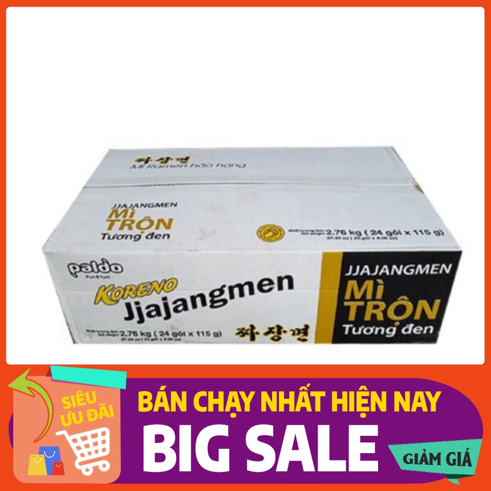 THÙNG 24 GÓI MÌ TRỘN TƯƠNG ĐEN KORENO JJAJANGMEN PALDO Gói 115g - Bao Ngon