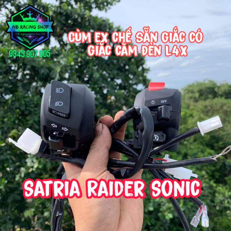 Combo Cùm Ex150+Đèn L4x SST20 Tặng Pad L Cho Satria Raider Sonic.NB Racing Shop
