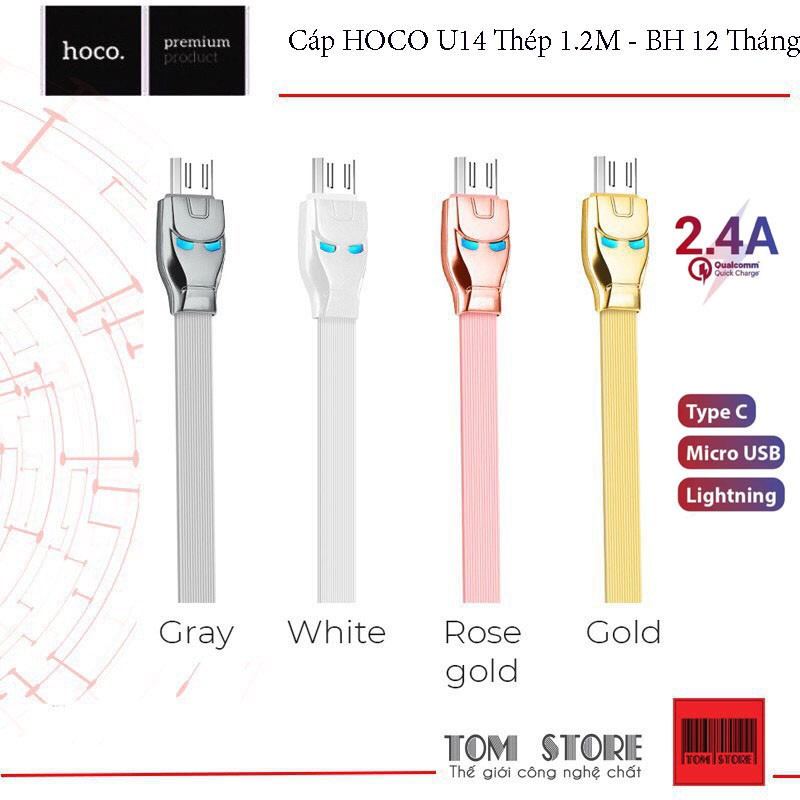 Cáp HOCO U14 Thép 1.2M - BH 12 Tháng