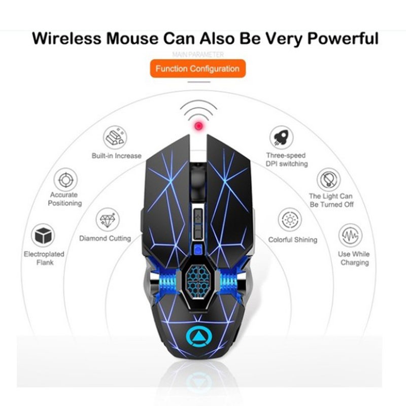 [baishangworshipwell]Wireless Gaming Mouse Recharging Silent 16K DPI Optical Sensor for Laptop/PC