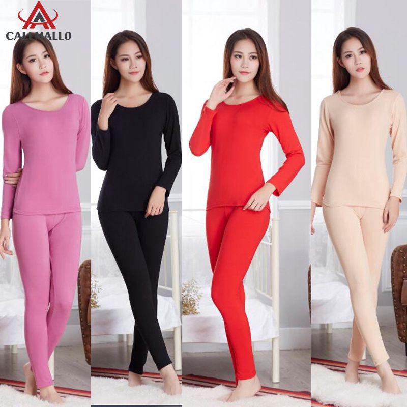 Bộ đồ ngủ áo thun nữ tay dài + quần dài màu trơn phong cách đơn giản
