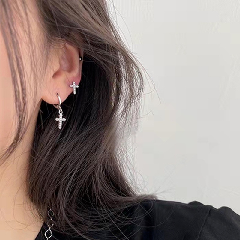 Khuyên Tai Dạng Hạt Hình Thánh Giá Đính Đá Sang Trọng