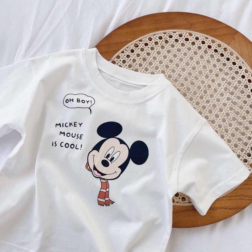 Áo thun trắng Mickey cho bé trai bé gái