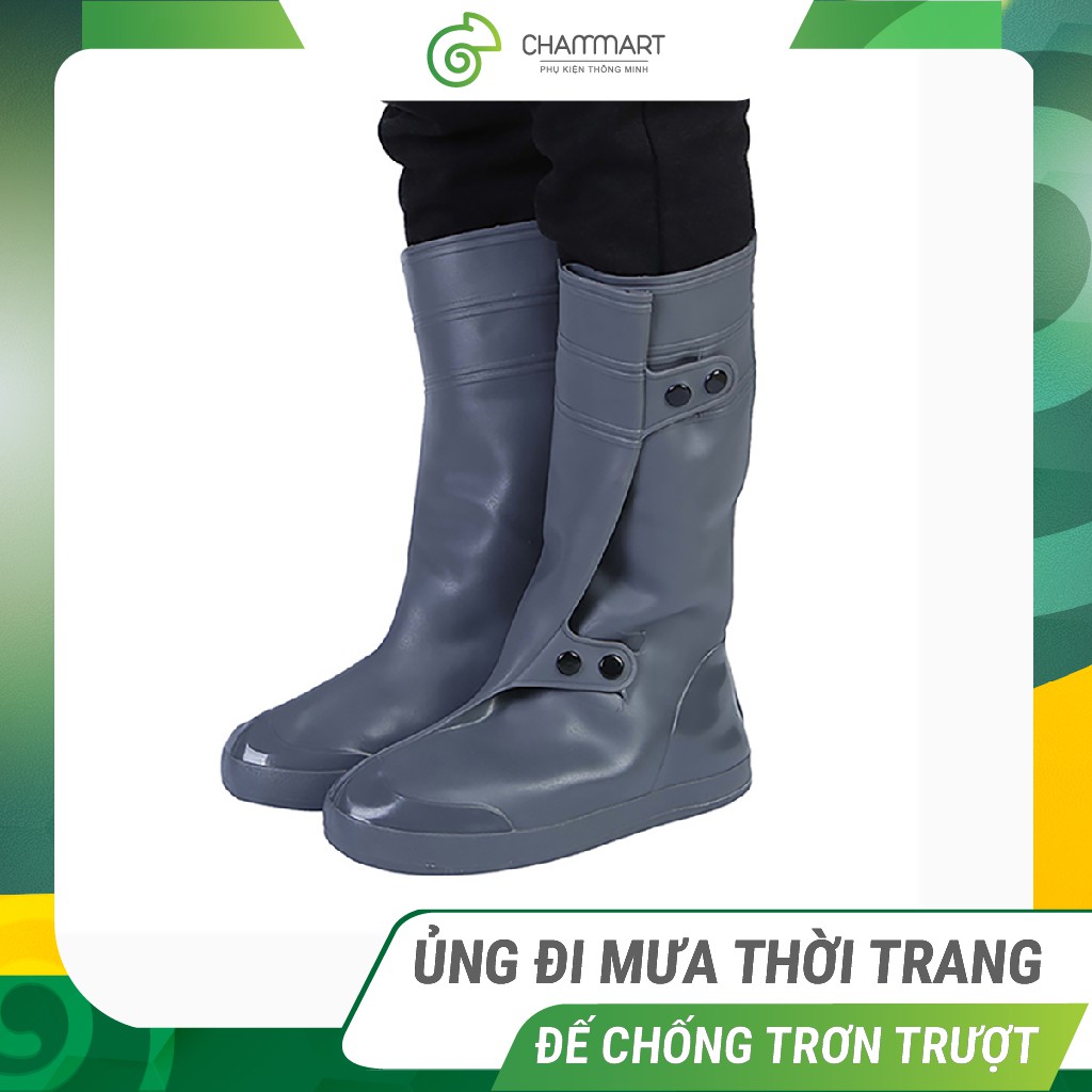 Bao trùm giày đi mưa áo mưa giày dép dạng ủng cổ cao thời trang nam nữ đế cao su chống trơn trượt