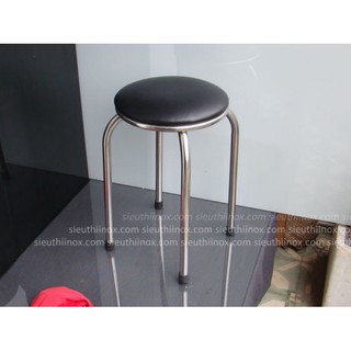 Ghế đẩu inox bọc nệm simili cao 46cm