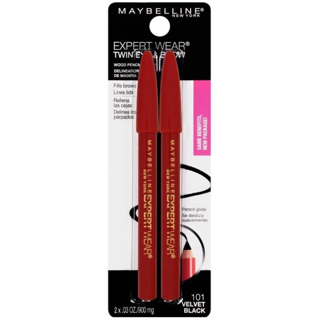 Chì kẻ chân mày và mắt Maybelline Expert Wear Twin Eye & Brow(1 vỉ/2 cây) - USA