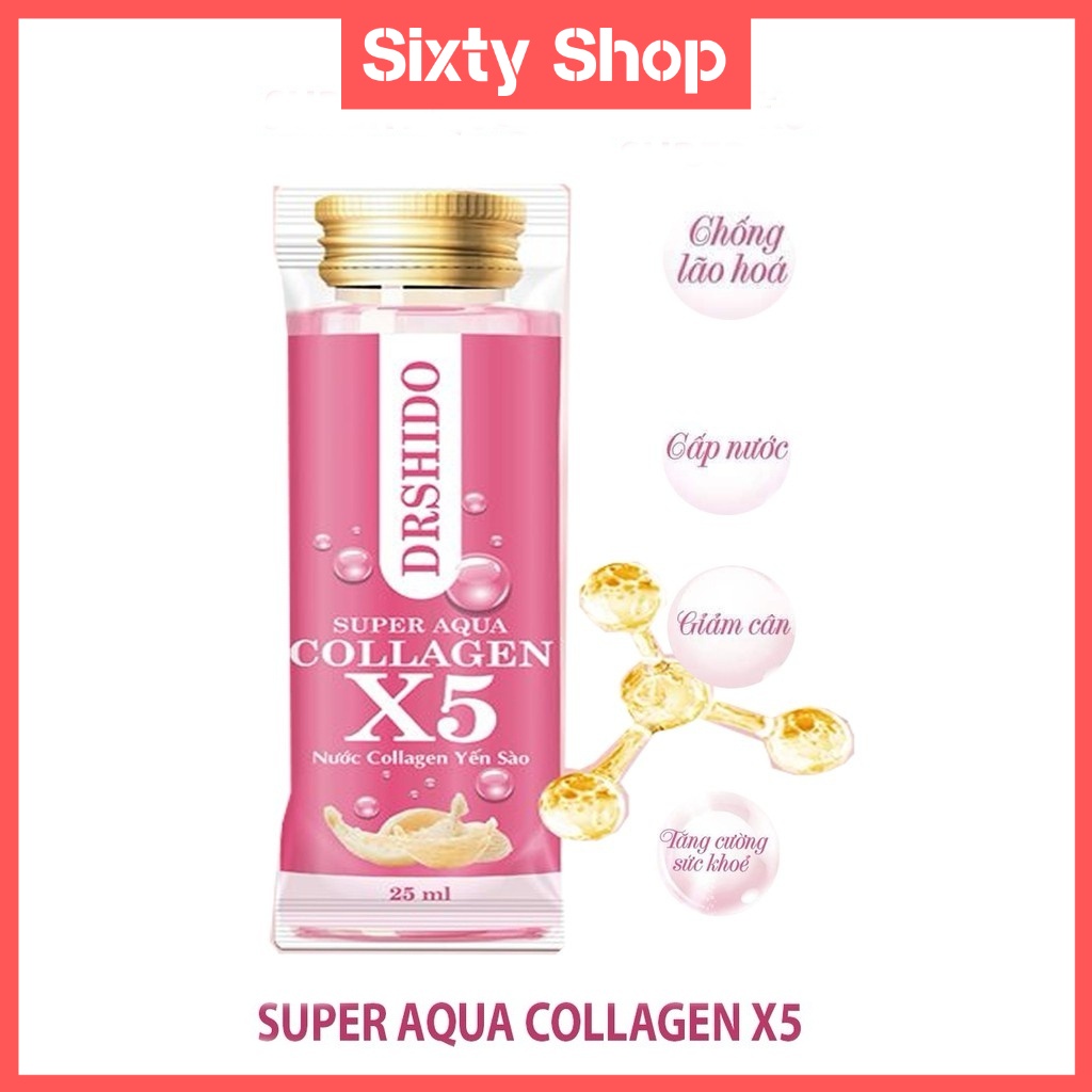 [CHÍNH HÃNG] 01 Hộp Nước uống Collagen Yến sào Nhật bản - COLLAGEN X5 SUPER AQUA DR SHIDO (14 gói / hộp)