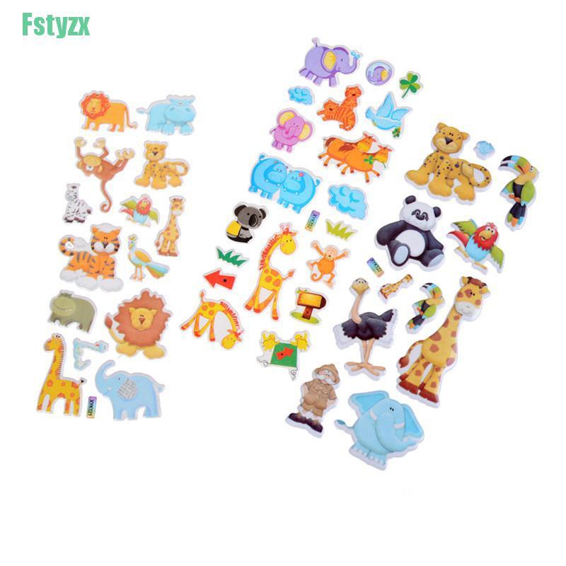 fstyzx Kids Toys Cartoon Cute Animals Zoo 3D Stickers Children Girls Boys PVC Stickers