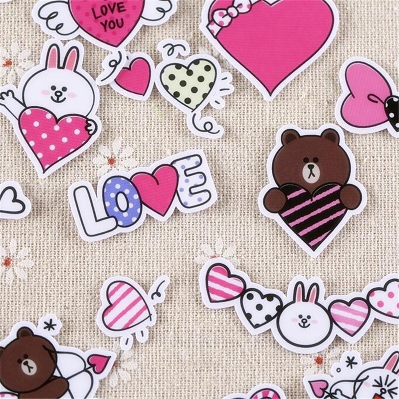 Bộ 32 hình dán thỏ Cony và gấu Brown dễ thương dùng để trang trí