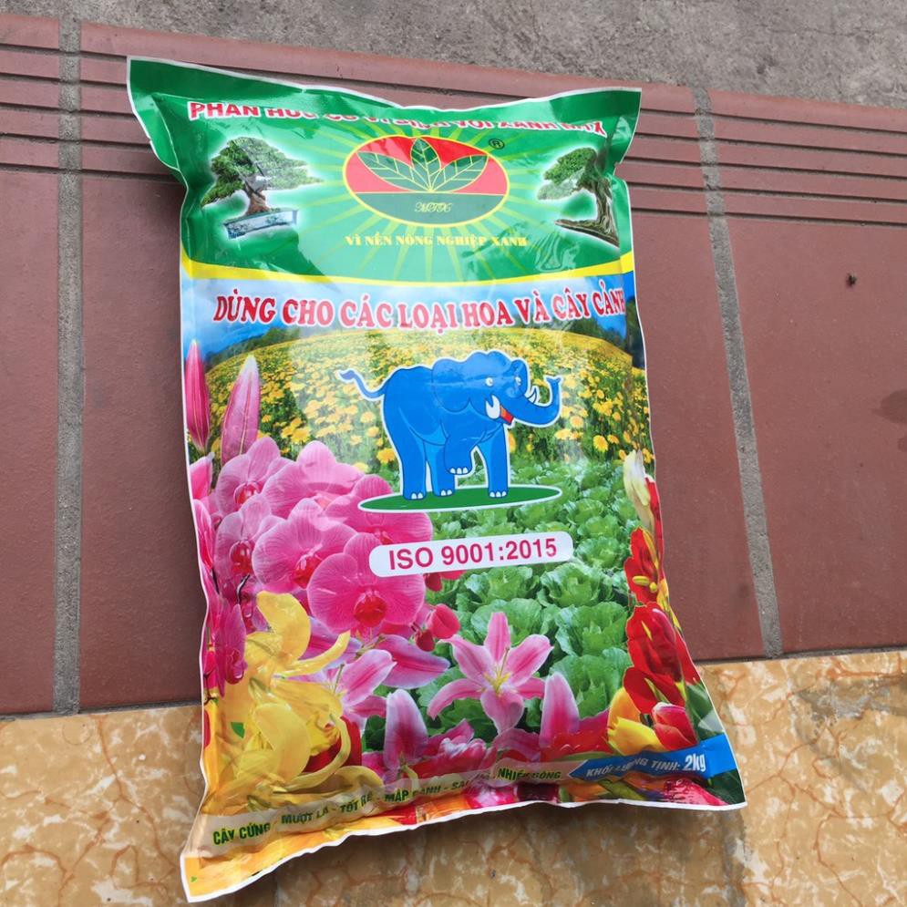 Phân bón hữu cơ vi sinh cho hoa cây kiểng 2kg, phân bón cho cây kiểng, phân bón cho hoa cây cảnh 2kg, phân bón hữu cơ