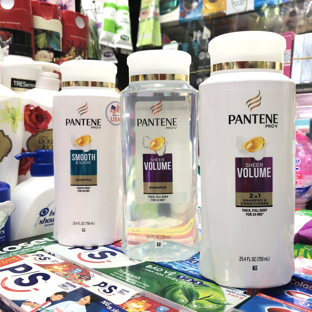 Dầu gội Pantene 750ml Mỹ | Sheer Volume| Smooth Sleek| Classic Clean