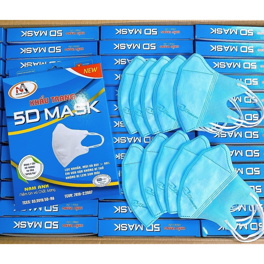 Khẩu trang 5D Famapro 3 lớp hàng công ty Nam Anh 1 hộp gồm 10 cái | BigBuy360 - bigbuy360.vn