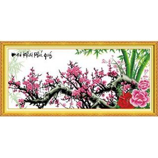 Tranh thêu chữ thập mai khai phú quý dlh-222396
