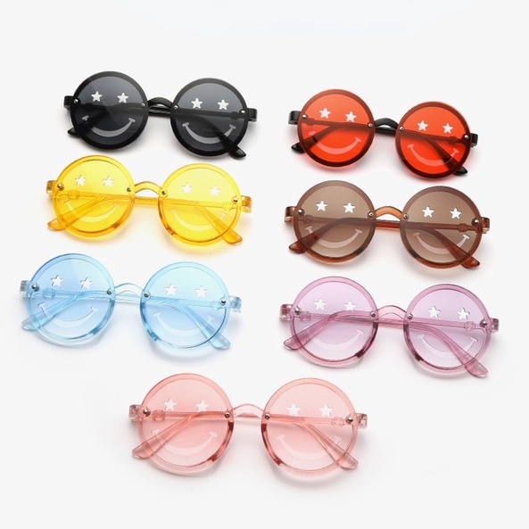 Kính Mát Gọng Tròn Hình Mặt Cười Dễ Thương Cho Bé