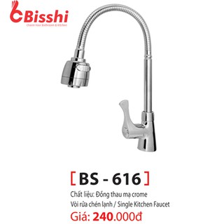 Vòi Rửa Chén Bát Lạnh Ống Bẻ Lò Xo BS-616 BISSHI