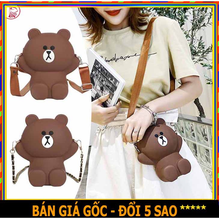 ❤️ LOẠI TỐT ❤️ Túi Đeo Chéo Silicon Hình Gấu Brown Bear Cỡ Lớn Kèm 2 Dây Đeo , TÚI XÁCH NỮ ĐỰNG ĐIỆN THOẠI T070