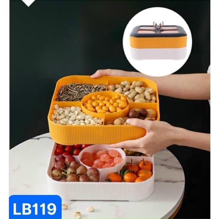 Hộp đứng mứt- đựng hoa quả bánh kẹo (2 tầng/5 ngăn - hình con hươu)