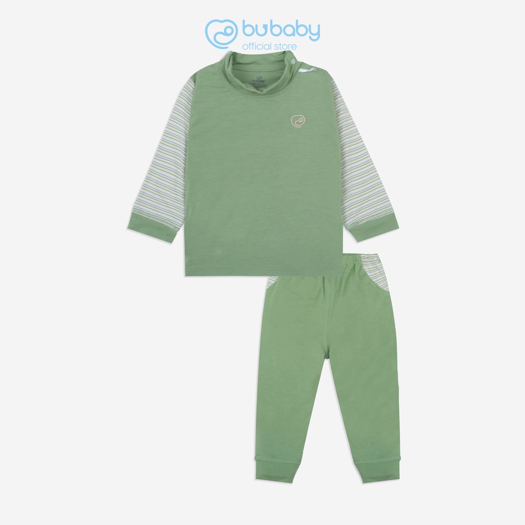 Bộ quần áo cao cổ cài vai dài tay Bambus Zebra BU Baby