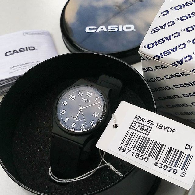 Đồng hồ nữ dây nhựa Casio MW-59-1BVDF chính hãng`