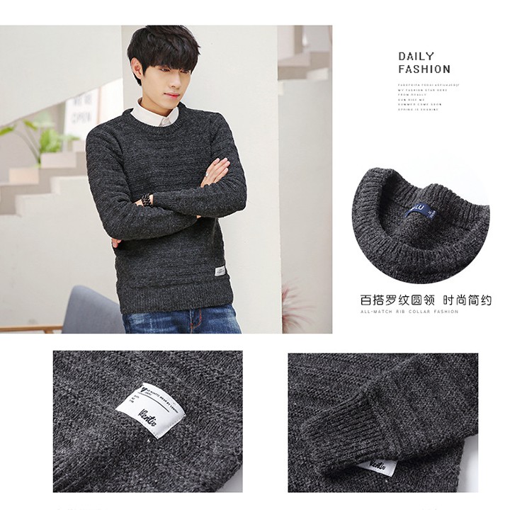 Áo len dệt kim cổ tròn dày mặc ấm - Mã số: AL1702