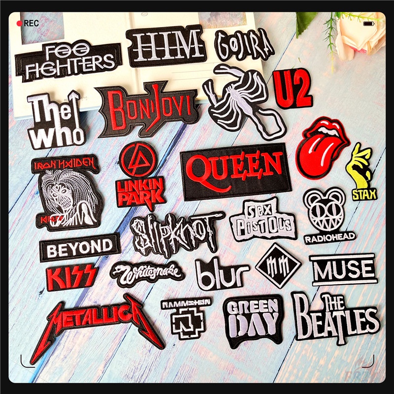 ♚ Miếng Dán Kim Loại Phong Cách Rock 06-On Chất Lượng ♚ 1 Sticker Ủi Thêu Hình Rock N Roll