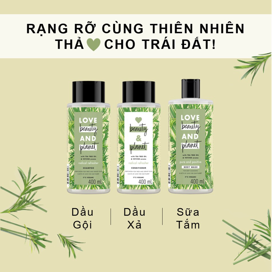 Dầu Gội Dầu Xả Love Beauty And Planet Detox Tóc Dầu Bết 400ml