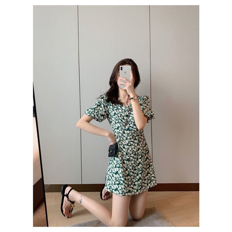 Đầm hoa cổ chữ V thiết kế thời trang dành cho mùa xuân