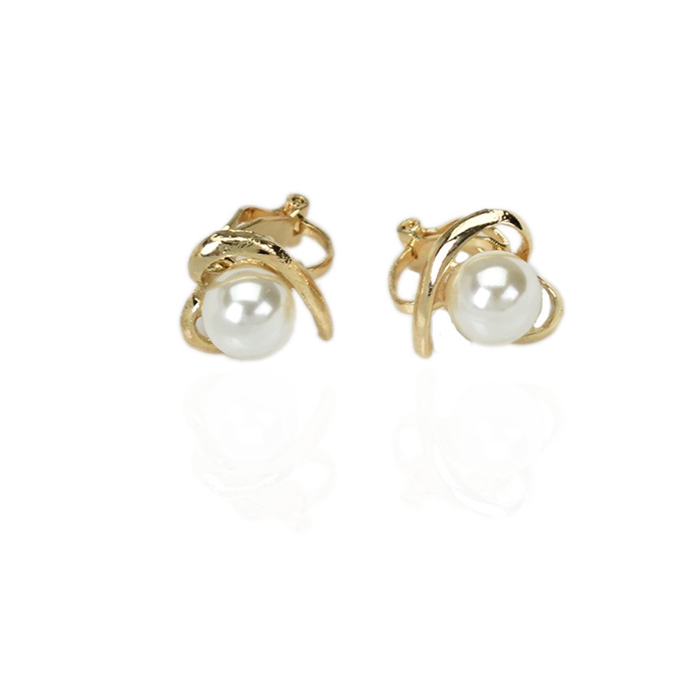 Khuyên kẹp vành tai hình trái tim đính ngọc trai nhân tạo thời trang cho nữ