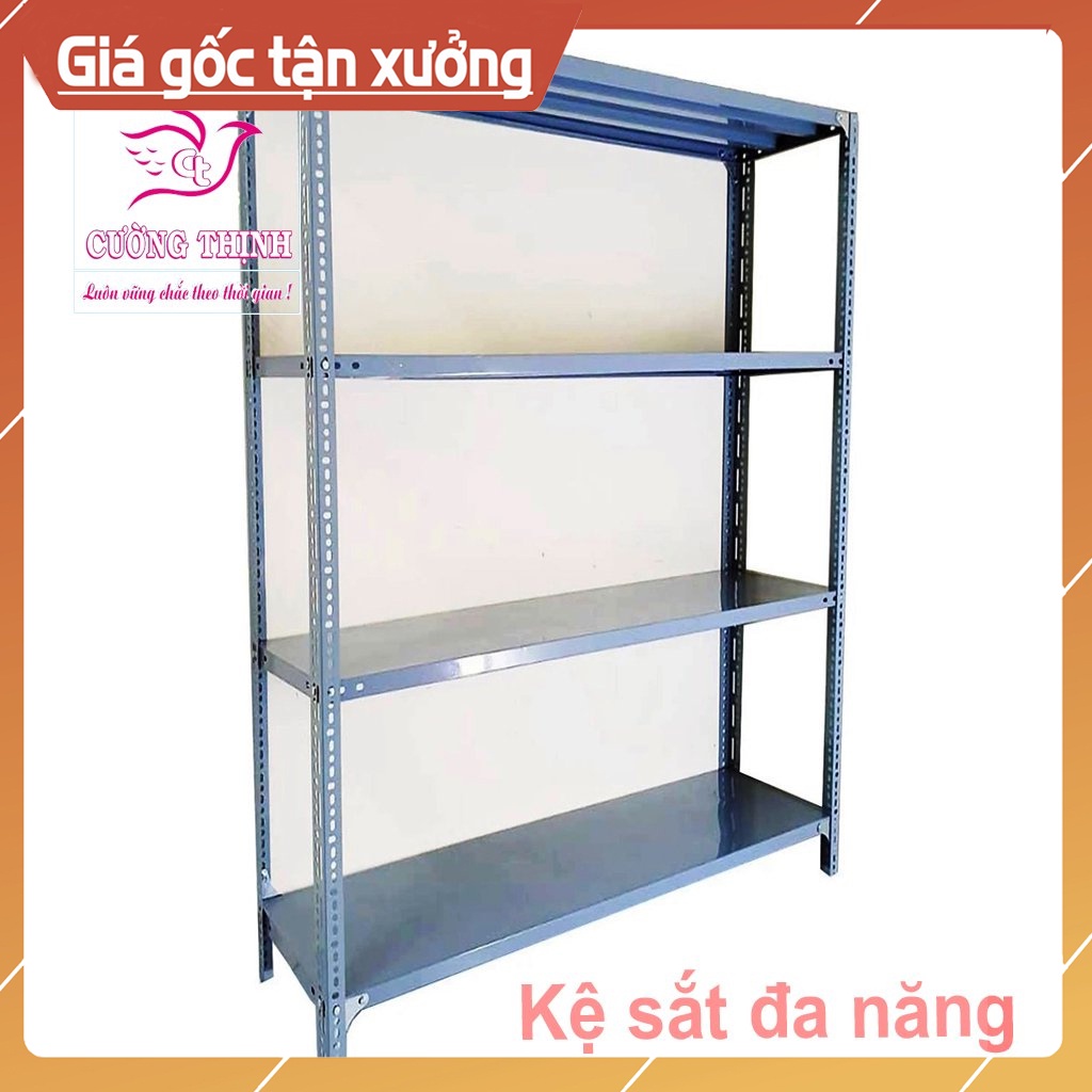 Kệ sắt đa năng 4 Tầng,  Cao 1m5  x Dài 1m2 x Rộng 30cm, Kệ sắt v lỗ, Kệ trưng bày