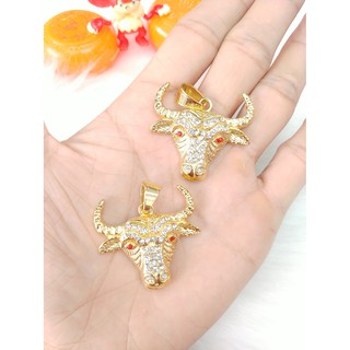 (Hàng nano chống trầy- không phai màu) Mặt tượng hình đầu trâu titanium cao cấp-Dùng lâu dài tắm rửa không đen