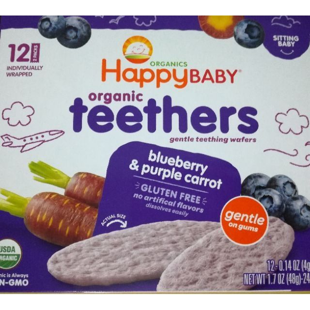 (5 vị) Bánh xốp ăn dặm organic Happy Baby Teethers