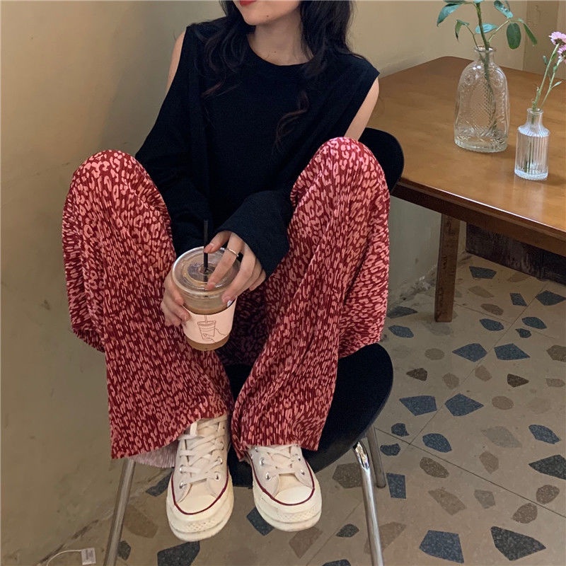 Quần dài ống rộng họa tiết da báo năng động sành điệu dành cho nữ