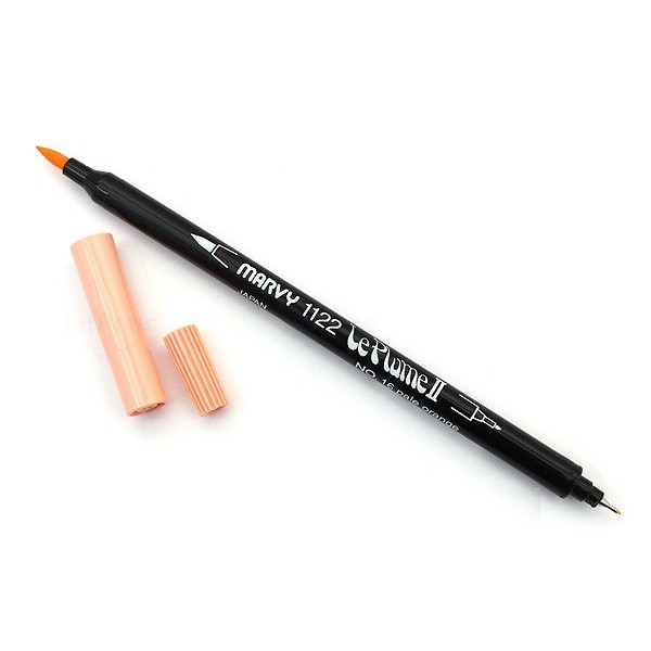 Bút lông đầu cọ viết calligraphy Marvy Le Plume II Double-Sided Watercolor Marker - Màu cam nhạt (Pale Orange - 16)