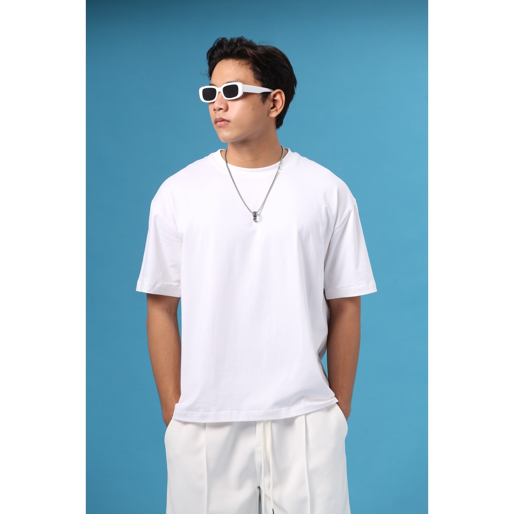 Áo thun trơn nam form rộng, tay lỡ cotton 4 chiều, thoáng mát - GIRAN