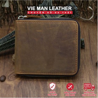 VÍ GẬP 1 KHÓA KÉO DA SÁP 2018 - 146092 - Da thật 100%