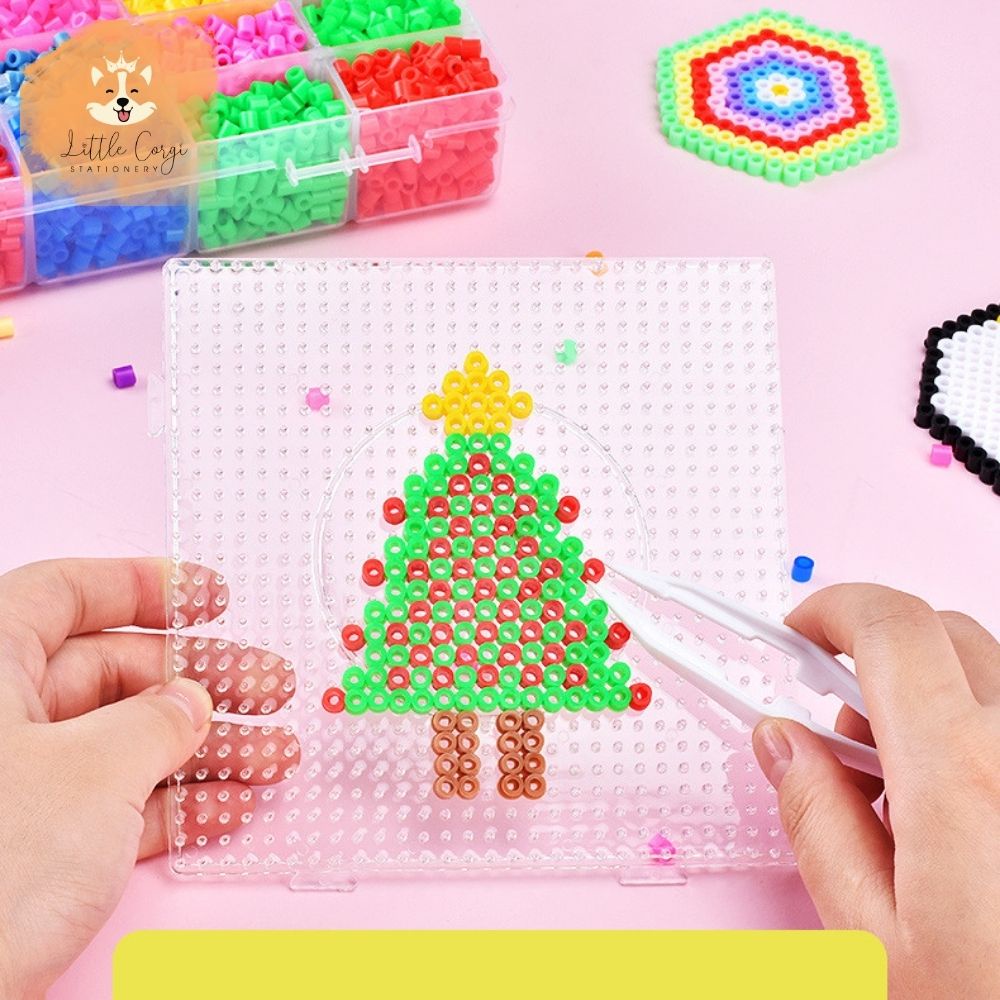 Set 1000 hạt nhựa màu Perler Hama Beads 5mm - đồ chơi hạt xỏ lỗ cho bé