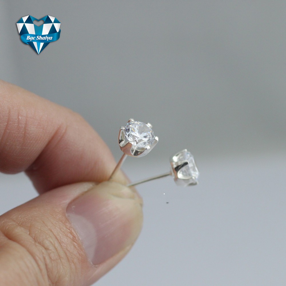 Khuyên tai nam bạc 925 - Bạc Shaiya - KN 42 - Đá CZ 6mm
