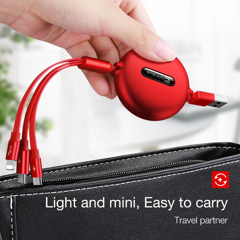 Dây cáp sạc Micro USB 3 trong 1 có thể thu gọn