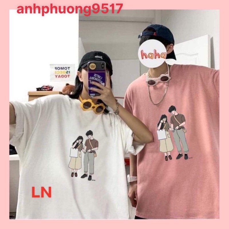 Áo thun Đôi bạn Tình nhânChất cotton suForm thụng tay lỡkiểu dáng Unisexphong cách cặp nhóm Nam và Nữ giá rẻ nhất