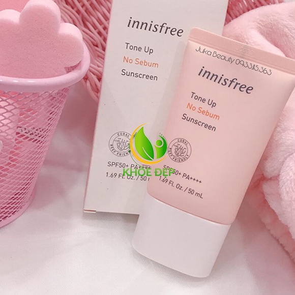 Kem Chống Nắng Innisfree Tone Up No Sebum Sunscreen SPF50+/PA++++ Nâng Tone, Kiềm Dầu