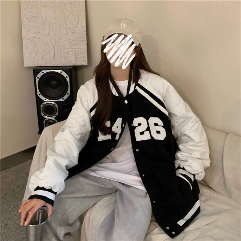 Áo Khoác Bomber Dạ Phối Tay Da Trần Phao Dáng Rộng Unisex Cho Cả Nam Nữ Chữ E426 | BigBuy360 - bigbuy360.vn