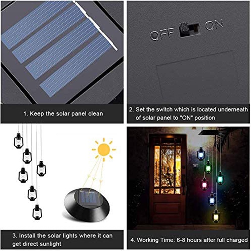 Chuông Gió Đèn Led Nhiều Màu Sắc Sử Dụng Năng Lượng Mặt Trời Jp5