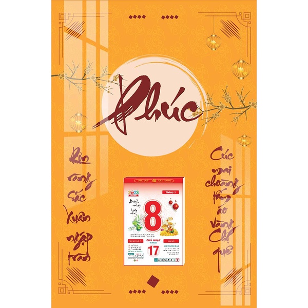 Lịch Gỗ Treo Tường Laminate Tráng Gương 2023 (40X60 Cm) - Chữ Phúc 02