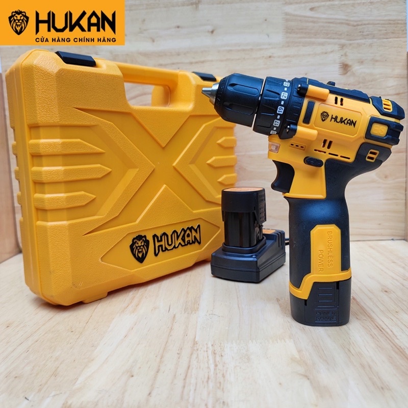 Máy khoan pin bắt vít HUKAN không chổi than 16,8v 4 cell Model XC5 dây đồng 100%