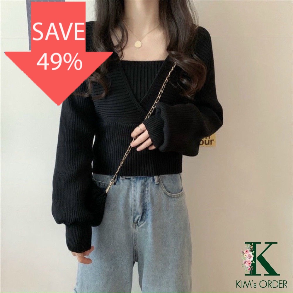 Sét Áo Cặp Ngoài Cổ V Phối Áo Hai Dây Kiểu Yếm Phong Cách Thu Đông Siêu Đẹp TTVV0091
