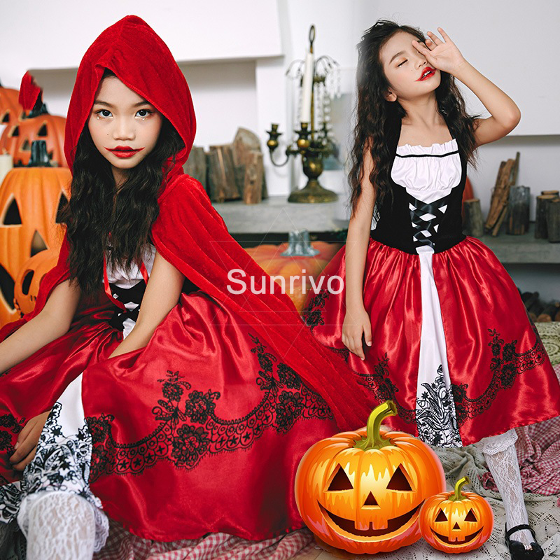 Bộ đồ hóa trang cô bé quàng khăn đỏ xinh xắn hợp dịp Halloween