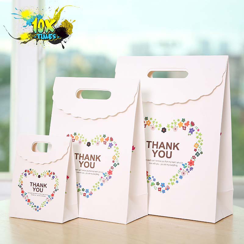 túi đựng quà tặng giấy có nắp dễ thương thank you tặng sinh nhật, valentine, bạn gái, đối tác