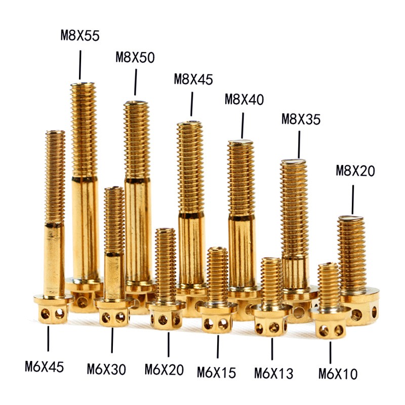 Vít Lục Giác Mạ Vàng Bằng Thép Không Gỉ 304 M6 / M8 Chuyên Dụng Cho Xe Mô Tô