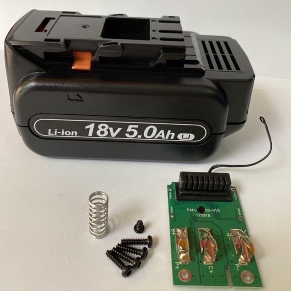 Vỏ pin Panasonic-Kèm mạch 18V, 2 hàng cell, nhận sạc zin hệ 80