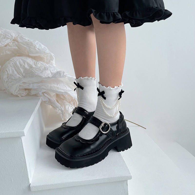 Xiangbao Vớ Ngắn Phối Dây Xích Ngọc Trai Phong Cách Gothic Lolita Cho Nữ